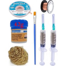 MHM Mechanic Krem Lehim 183°C 42G Flux Lehim Toplama CP-2515 Emme Teli 2,5mm Havya Uç Temizleme SET05