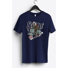 MGAX Motosiklet Scooter Boy Baskılı Regular Sıfır Yaka %100 Pamuk Unisex Penye T-Shirt