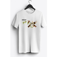 MGAX Hunting Club Baskılı Regular Sıfır Yaka %100 Pamuk Unisex Penye T-Shirt