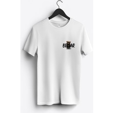 MGAX Sevimli Ayı Dark Bear Arma Baskılı Regular Sıfır Yaka %100 Pamuk Unisex Penye T-Shirt