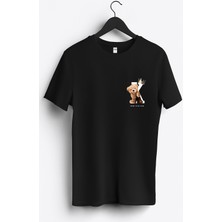 MGAX Sevimli Ayı Born To Be King Arma Baskılı Regular Sıfır Yaka %100 Pamuk Unisex Penye T-Shirt