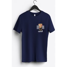 MGAX Sevimli Ayı Doğuştan Şampiyon Arma Baskılı Regular Sıfır Yaka %100 Pamuk Unisex Penye T-Shirt