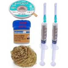 MHM Mechanic Krem Lehim 183°C 42G Flux Lehim Toplama CP-3515 Emme Teli 3 5mm Havya Uç Temizleme SET03