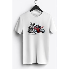 MGAX Motosiklet Koruyucu Meleğin Baskılı Regular Sıfır Yaka %100 Pamuk Unisex Penye T-Shirt