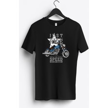 MGAX Motosiklet Serin Sürüşün Tadını Çıkar Baskılı Regular Sıfır Yaka %100 Pamuk Unisex Penye T-Shirt
