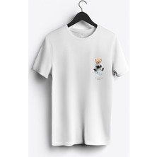 MGAX Sevimli Ayı I Need My Space Arma Baskılı Regular Sıfır Yaka %100 Pamuk Unisex Penye T-Shirt