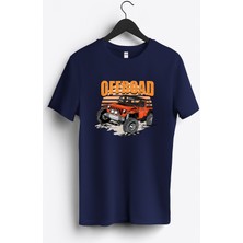 MGAX Off Road Jeep Baskılı Regular Sıfır Yaka %100 Pamuk Unisex Penye T-Shirt