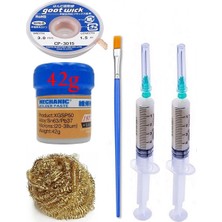 MHM Mechanic Krem Lehim 183°C 42G Flux Lehim Toplama CP-3015 Emme Teli 3,0mm Havya Uç Temizleme SET06