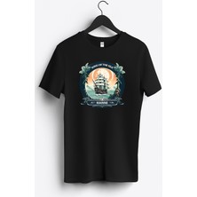 MGAX Denizci Denizlerin Kralı Baskılı Regular Sıfır Yaka %100 Pamuk Unisex Penye T-Shirt