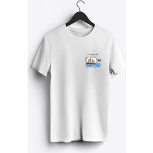 MGAX Denizci Şişedeki Yelkenli Arma Baskılı Regular Sıfır Yaka %100 Pamuk Unisex Penye T-Shirt