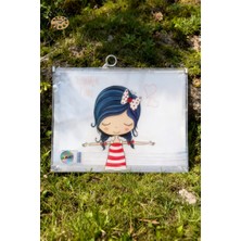 Glanart Sunum Proje Dosyası Klips Fermuarlı A4 Boy Ödev Dosyası Kız Desenli (32,5X24,5 Cm) 1 Adet
