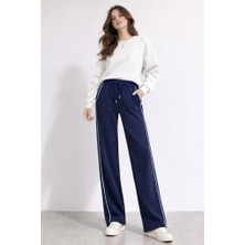 CGA Kadın Eşofman Alt Spor Eşofman Altı Yanı Çift Çizgili Boş Kesim Eşofman Altı