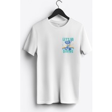 MGAX Dalgıç Let's Go Diving Arma Baskılı Regular Sıfır Yaka %100 Pamuk Unisex Penye T-Shirt
