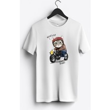 MGAX Motosiklet Non Stop Engine Roar Baskılı Regular Sıfır Yaka %100 Pamuk Unisex Penye T-Shirt