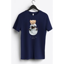 MGAX Sevimli Ayı I Need My Space Baskılı Regular Sıfır Yaka %100 Pamuk Unisex Penye T-Shirt