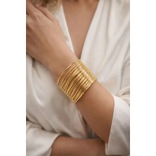 Lüks Çok Katmanlı Gold Kelepçe Bileklik