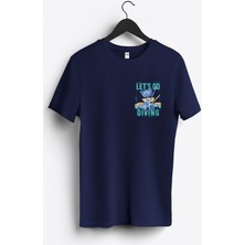 MGAX Dalgıç Let's Go Diving Arma Baskılı Regular Sıfır Yaka %100 Pamuk Unisex Penye T-Shirt
