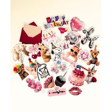 28 Adet Happy Birthday Kutlama Sticker Set Bullet Journal Ajanda Tablet Telefon Laptop Etiket Çıkartma
