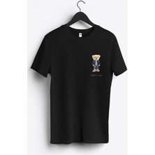 MGAX Sevimli Ayı My Today's Look Arma Baskılı Regular Sıfır Yaka %100 Pamuk Unisex Penye T-Shirt