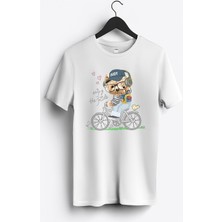MGAX Bisiklet Enjoy The Ride Baskılı Regular Sıfır Yaka %100 Pamuk Unisex Penye T-Shirt