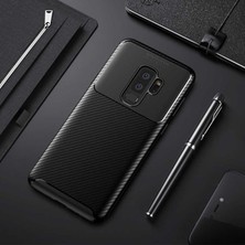 ZM Store Galaxy S9 Plus Uyumlu Kılıf Karbon Tasarımlı Harika Kesim Negro Kapak