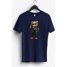 MGAX Sevimli Ayı Ride Out Baskılı Regular Sıfır Yaka %100 Pamuk Unisex Penye T-Shirt