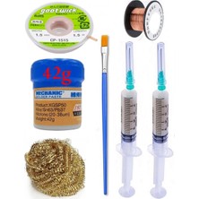 MHM Mechanic Krem Lehim 183°C 42G Flux Lehim Toplama CP-1515 Emme Teli 1,5mm Havya Uç Temizleme SET01