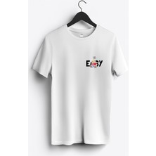 MGAX Sevimli Ayı Take It Easy Arma Baskılı Regular Sıfır Yaka %100 Pamuk Unisex Penye T-Shirt