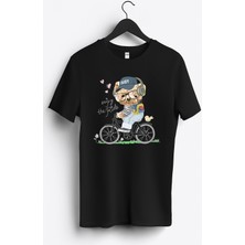 MGAX Bisiklet Enjoy The Ride Baskılı Regular Sıfır Yaka %100 Pamuk Unisex Penye T-Shirt