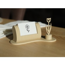 Minimal Masa Üstü Peçetelik & Notluk Seti – 3D Baskı Dekoratif Ofis Organizer