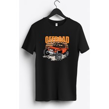MGAX Off Road Jeep Baskılı Regular Sıfır Yaka %100 Pamuk Unisex Penye T-Shirt