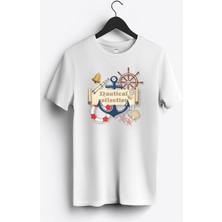 MGAX Denizci Nautical Collection Baskılı Regular Sıfır Yaka %100 Pamuk Unisex Penye T-Shirt