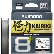 Shimano Kairiki 8+ 150 mt 0.19MM Ip Misina Steel Gray