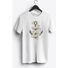 MGAX Denizci Living Life As A Sailor Baskılı Regular Sıfır Yaka %100 Pamuk Unisex Penye T-Shirt