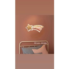 Runc Design Kuyruklu Yıldız Tasarımlı Ledli Kız Çocuk Odası Aydınlatma - Bebek Odası Duvar Dekoru