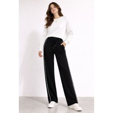 CGA Kadın Eşofman Alt Spor Eşofman Altı Yanı Çift Çizgili Boş Kesim Eşofman Altı