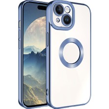 iPhone 15 Uyumlu Kamera Korumalı Logo Gösteren Nrtk Omega Kapak-Sierra Mavi