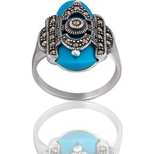 Yıldırım Turkuaz Taşlı 925 Ayar Gümüş Kadın Yüzük – Koruyucu ve Zarif Tasarım