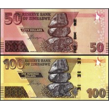 3Alp Koleksiyon Zimbabwe 2020 Yılı 50 ve 100 Dolar P#105-106 2 Li Set -Kağıt Para Çil (Unc) Koleksiyon Para