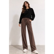 CGA Kadın Eşofman Alt Spor Eşofman Altı Yanı Çift Çizgili Boş Kesim Eşofman Altı