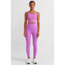 COMEUP Yüksek Bel Dikiş Detaylı Push Up Tayt Orkide Pembe