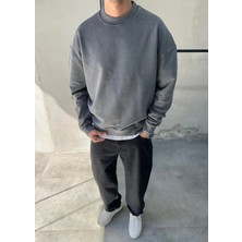 Difransel Jeans Erkek Yıkamalı Oversize Sweatshirt