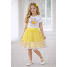Dıgıl Kids Kız Çocuk Çiçek Desenli T-Shirt Etek Takım