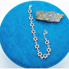 Tesbih Pasajı Su Yolu Zirkon Papatya Model Oltu Taşı Işçilikli 925 Ayar G