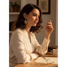 Zaradise Accessories Tuğra Figürlü Zirkon Taşlı Gold Renk Antialerjik Paslanmaz Çelik Küpe 130627