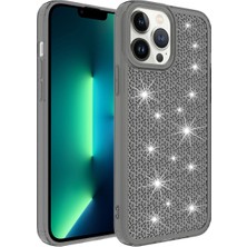 iPhone 13 Pro Uyumlu Airbagli Parlak Tasarımlı Nrtk Snow Kapak-Siyah