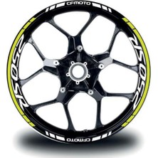 Mrt Teknik Cfmoto 250SR Jant Sticker Iç & Dış Takım Etiket Modeli Neon Sarı - Beyaz