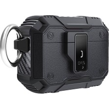 Airpods Pro Uyumlu Nrtk Airbag 35 Darbelere Karşı Dayanıklı Düğmeli Kılıf-Siyah