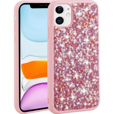 iPhone 11 Uyumlu Parlak Taşlı Tasarım Nrtk Linea Kapak-Pembe