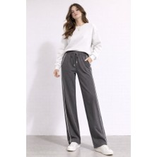 CGA Kadın Eşofman Alt Spor Eşofman Altı Yanı Çift Çizgili Boş Kesim Eşofman Altı